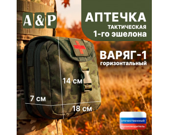 Аптечка тактическая горизонтальная для 1-го эшелона "Варяг-1". Серия ПРО. Цвет: мох зеленый (Балтекс, Россия).