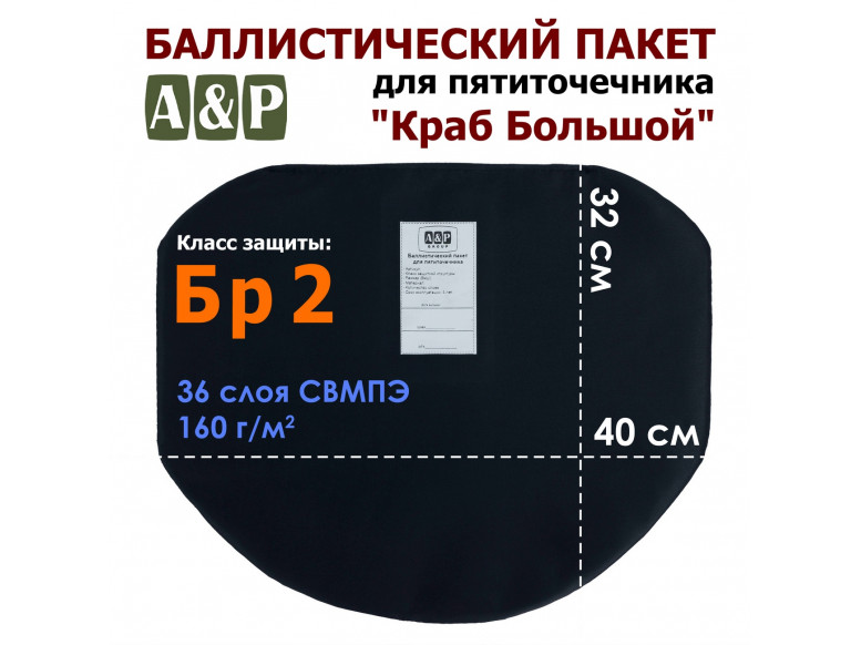 Баллистический пакет для пятиточечника "Краб Большой". Класс защитной структуры Бр 2.